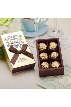 Coffee Color Exquisite Wedding Favor Boxes (12 Pieces/Set)