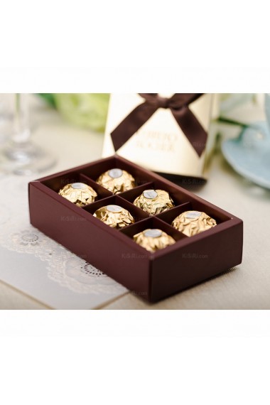 Coffee Color Exquisite Wedding Favor Boxes (12 Pieces/Set)