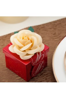 Red Color Exquisite Hand-made Flower Wedding Favor Boxes (12 Pieces/Set)