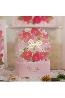 Pink Color Exquisite Flower Pattern Wedding Favor Boxes (12 Pieces/Set)