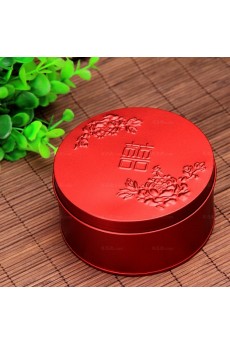 Round-shaped Chinese Style Red Classical Wedding Favor Boxes (12 Pieces/Set)