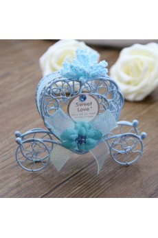 Blue Exquisite Ribbons Flower Wedding Favor Boxes (12 Pieces/Set)