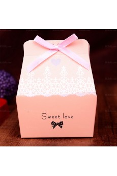 Exquisite Pink Color Ribbons Wedding Favor Boxes (12 Pieces/Set)