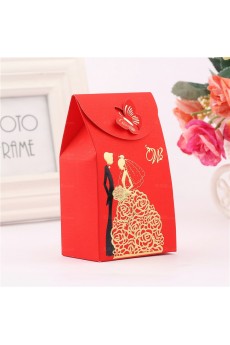Red Color Bride and Groom Clothes Wedding Favor Boxes (12 Pieces/Set)