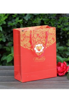 Red Color Portable Bag Wedding Favor Boxes (12 Pieces/Set)