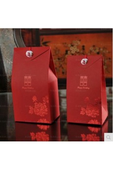 Red Color Chinese Style Porcelain Bead Wedding Favor Boxes (12 Pieces/Set)