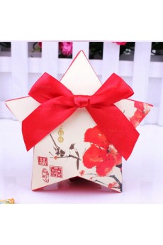 Red Five-pointed Star Wedding Favor Boxes (12 Pieces/Set)