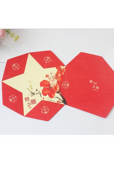 Red Five-pointed Star Wedding Favor Boxes (12 Pieces/Set)