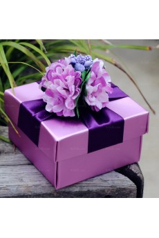 Purple Color Hand-made Flower Wedding Favor Boxes (12 Pieces/Set)