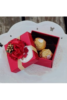Red Cheap Card Paper Wedding Favor Boxes (12 Pieces/Set)