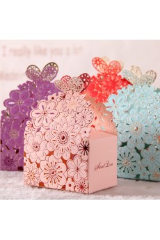 Pink Color Cheap Card Paper Wedding Favor Boxes (12 Pieces/Set)