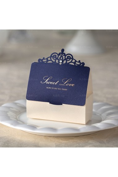 Dark Blue Cheap Card Paper Wedding Favor Boxes (12 Pieces/Set)