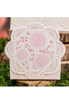 Pink Color Exquisite Card Paper Wedding Favor Boxes (12 Pieces/Set)