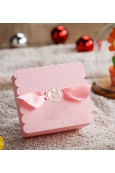  Pink Color Personalized Card Paper Wedding Favor Boxes (12 Pieces/Set)
