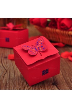 Red Butterfly Wedding Favor Boxes (12 Pieces/Set)