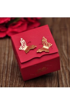 Red Exquisite Butterfly Wedding Favor Boxes (12 Pieces/Set)