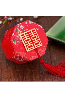 Chinese Style Tassel Red Exquisite Wedding Favor Boxes (12 Pieces/Set)