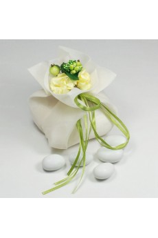 Ribbons Hand-made Flower White Color Classical Wedding Favor Bags (12 Pieces/Set)