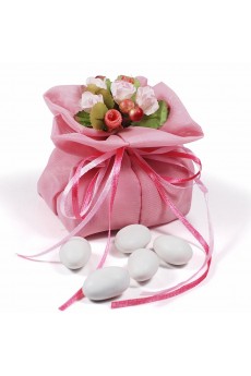 Ribbons Hand-made Flower Pink Color Wedding Favor Bags (12 Pieces/Set)