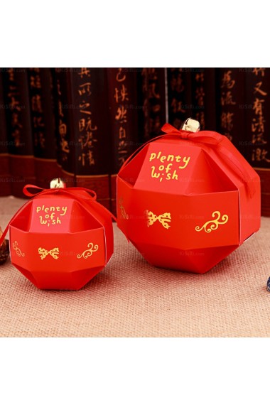 Ribbons Red Exquisite Wedding Favor Boxes (12 Pieces/Set)