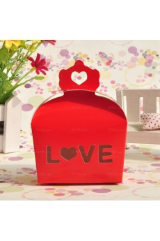 Hollow Red Color Card Paper Wedding Favor Boxes (12 Pieces/Set)