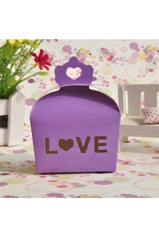 Hollow Purple Color Exquisite Card Paper Wedding Favor Boxes (12 Pieces/Set)