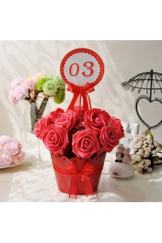 Hand-made Flower Red Color Exquisite Card Paper Wedding Favor Boxes (12 Pieces/Set)