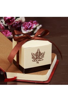 Ribbons Coffee Color Classical Wedding Favor Boxes (12 Pieces/Set)