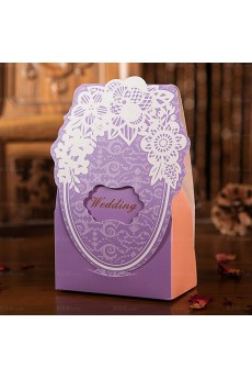 Purple Color Exquisite Wedding Favor Boxes (12 Pieces/Set)