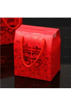 Red Color Portable Bag Wedding Favor Boxes (12 Pieces/Set)