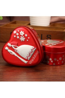 Red Color Heart-shaped Wedding Favor Boxes (12 Pieces/Set)