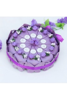 Elegant Purple Color Flower Butterfly Ribbon Wedding Favor Boxes (10 Pieces/Set)