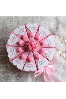 Elegant Pink Color Wedding Favor Boxes (10 Pieces/Set)