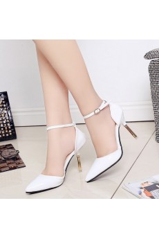 Women's Elegant White Stiletto Heel Evening Shoes (High Heel)