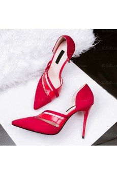 Women's Dark Red Stiletto Heel Party Shoes (High Heel)
