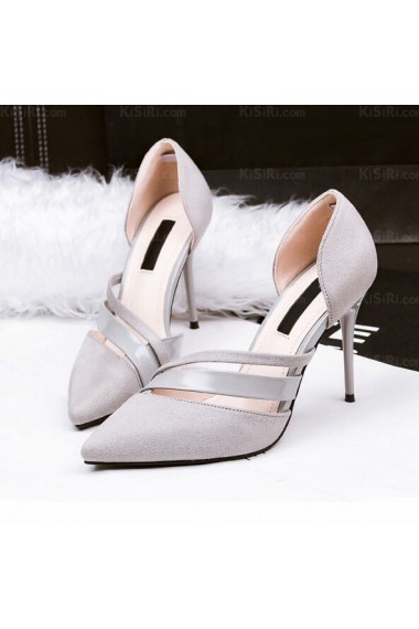 Women's Grey Stiletto Heel Party Shoes (High Heel)