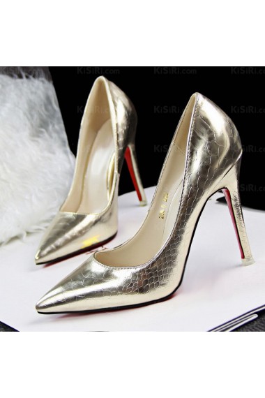 Women's Gold Color Stiletto Heel Party Shoes (High Heel)