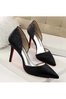 Women's Black Stiletto Heel Party Shoes (Mid Heel)