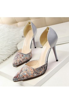 Women's Grey Stiletto Heel Prom Shoes (Mid Heel)