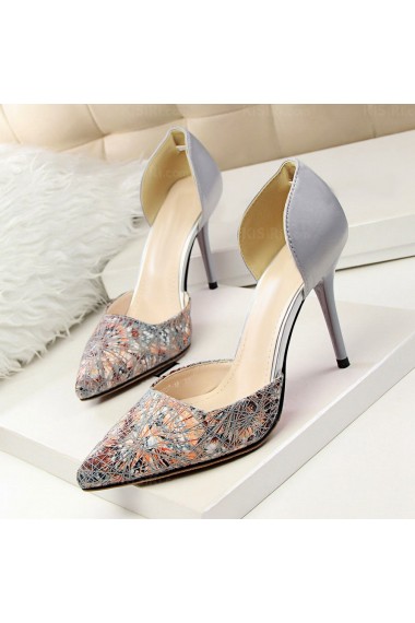 Women's Grey Stiletto Heel Prom Shoes (Mid Heel)