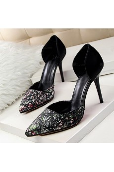 Women's Black Stiletto Heel Prom Shoes (Mid Heel)