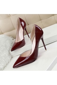 Women's Wine Red Stiletto Heel Party Shoes (High Heel)