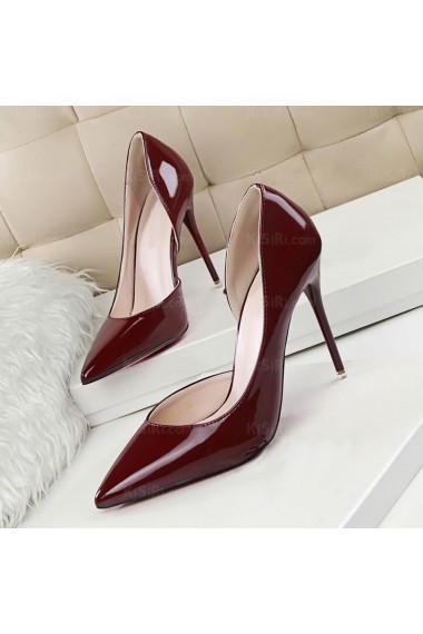 Women's Wine Red Stiletto Heel Party Shoes (High Heel)