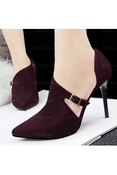 Women's Wine Red Stiletto Heel Evening Shoes (High Heel)