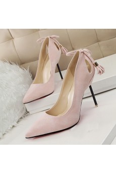 Women's Pink Stiletto Heel Evening Shoes with Tassel (Mid Heel)