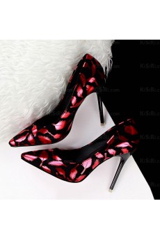 Women's Red Printing Pointed Toe Stiletto Heel Evening Shoes (High Heel)