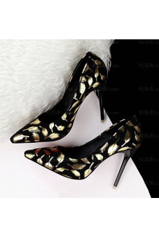 Women's Gold Pointed Toe Stiletto Heel Evening Shoes (High Heel)