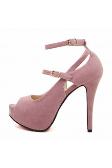 Women's Fashion Pink Peep Toe Stiletto Heel Evening Shoes (High Heel)