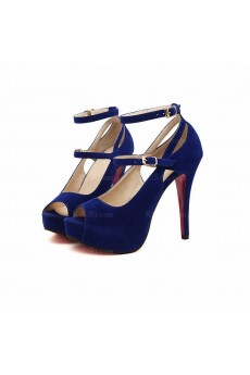 Women's Blue Peep Toe Stiletto Heel Evening Shoes (High Heel)