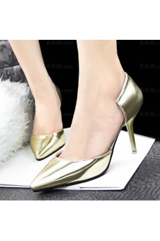 Women's Fashion Gold Pointed Toe Stiletto Heel Evening Shoes (Mid Heel)